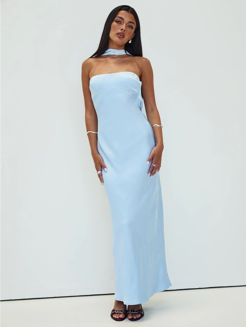 Princess Polly Legacies Strapless Maxi Dress Icy Blue - Womens 4 - Picture 1 of 4